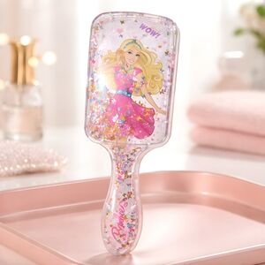 Barbie Clear Glitter Paddle Brush with Butterfly Moveable Glitter